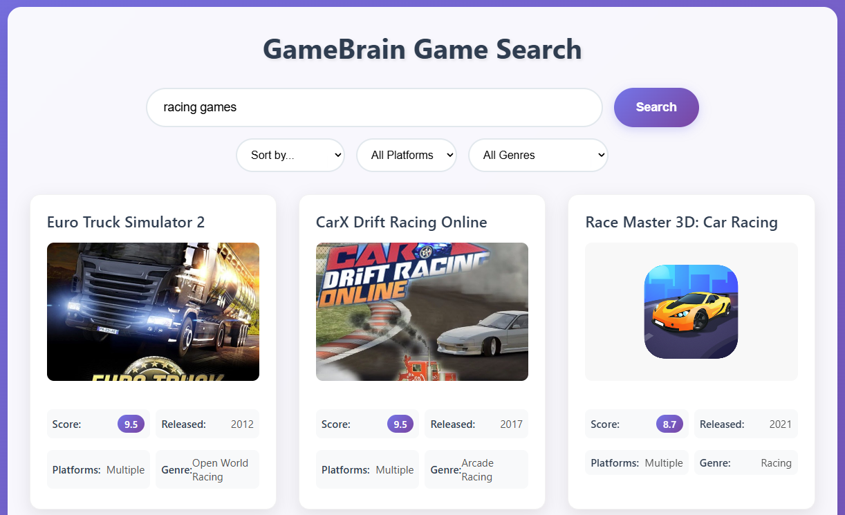 Game Search App Screenshot