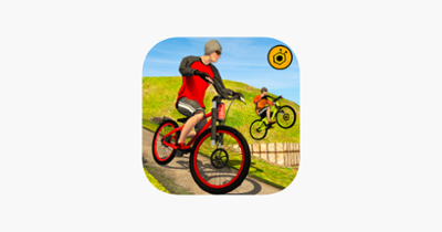 Offroad bicycle rider - uphill mountain BMX rider Image