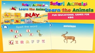 Safari Animals Preschool First Word Learning Game Image