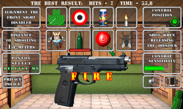 Pistol shooting at the target.  Weapon simulator. Image