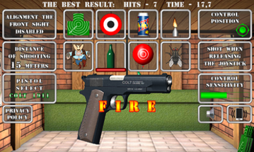 Pistol shooting at the target.  Weapon simulator. Image