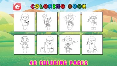 Occupation Coloring Book Page - Kids Learning Game Image