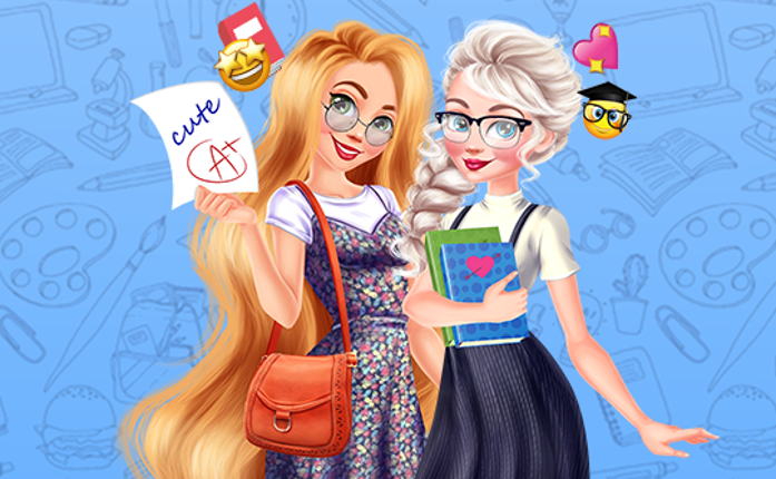 Elsa and Rapunzel Back To School Game Cover