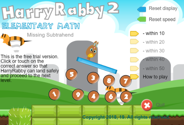 HarryRabby 2 Elementary Math - Missing Subtrahends Game Cover