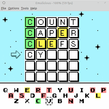 GB-Wordyl: Wordle clone for Game Boy (& Color) / Analogue Pocket / Mega Duck Game Cover