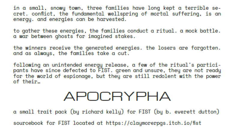 APOCRYPHA (traits for FIST) Game Cover