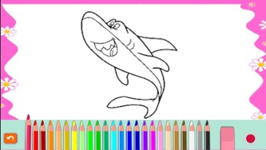 Shark tank and Sea animals coloring game for kid Image