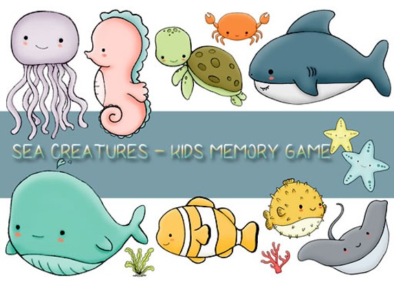 Kids Memory Sea Creatures Game Cover