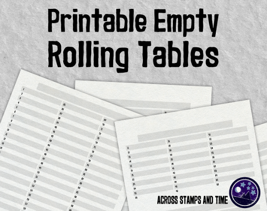 Printable Empty Rolling Tables Game Cover