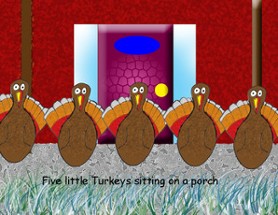 Five Little Turkeys Sitting On A Porch Image