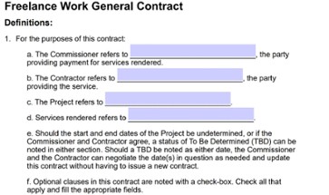 Freelance Work General Contract Template Image