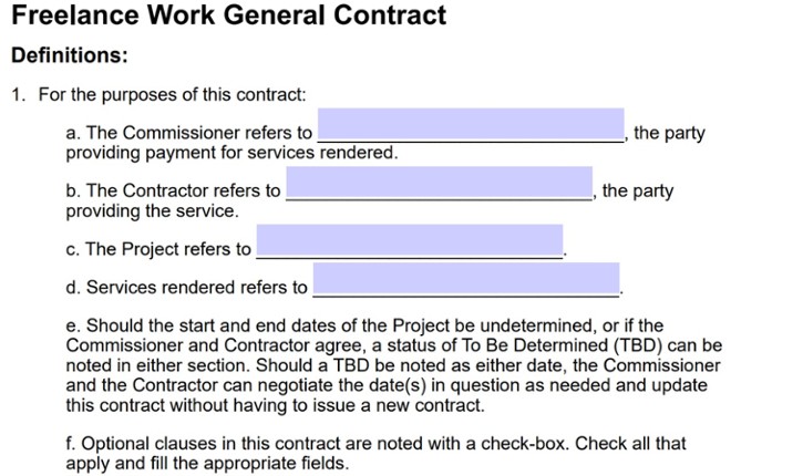 Freelance Work General Contract Template Game Cover