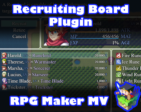 Recruiting Board plugin for RPG Maker MV Game Cover