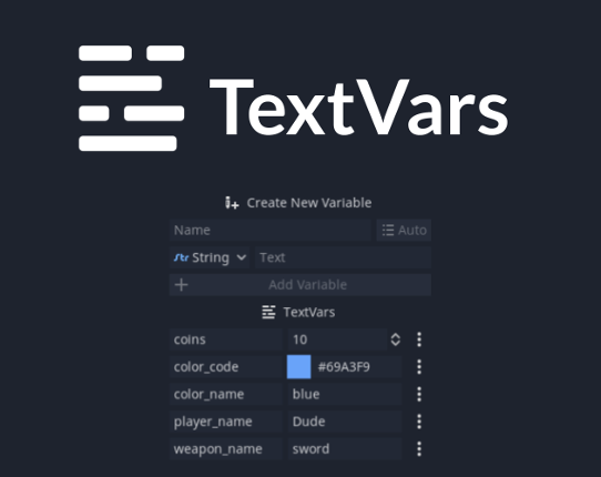 TextVars Plugin for Godot Game Cover