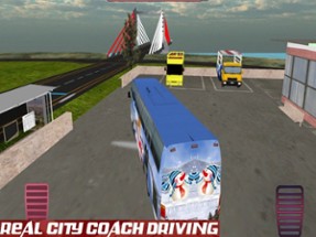 City Tour Coach Bus Driving Image