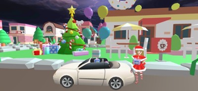 Christmas Santa Girl Car Drive Image