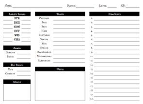 Knave - Online Character Sheet Image