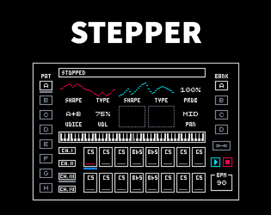 STEPPER: A 16-step sequencer for the Game Boy Advance Game Cover