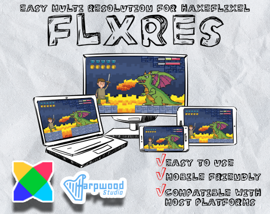FlxRes - Easy Multi Resolution for HaxeFlixel Game Cover