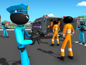 US Police Stickman Criminal Plane Transporter Game Image