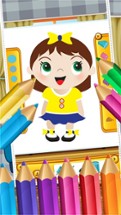 Little Girls Coloring World Drawing Story Kids Game Image