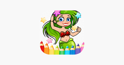 Mermaid Princess Coloring Book - Printable Coloring Pages with Finger Painting Image