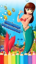 Mermaid Princess Coloring Book - Printable Coloring Pages with Finger Painting Image