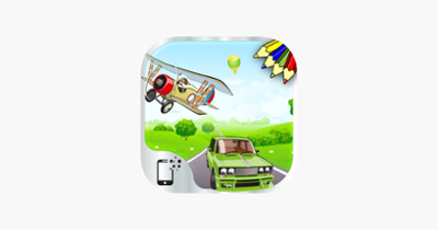 Vehicles and transportation : free coloring, jigsaw puzzles and educative games for kids and toddlers Image