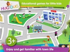 Little Town Explorer -  HugDug educational activity game for little kids. Image