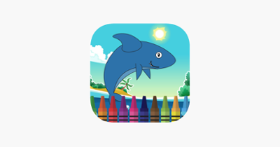 Shark in ocean coloring book games for kids Image