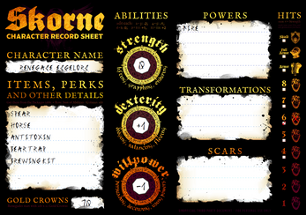 custom SKORNE character sheets Image