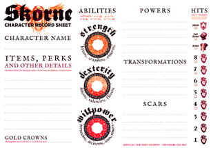 custom SKORNE character sheets Image