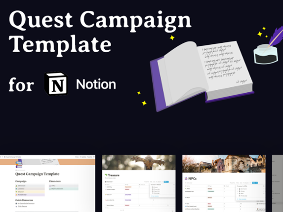 Quest RPG Notion Campaign Template | Notion Template | TTRPG Game Cover