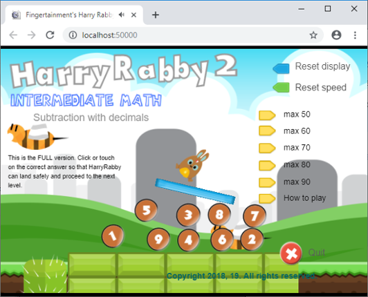 HarryRabby 2 Subtraction with 2 Decimal Places FREE Game Cover