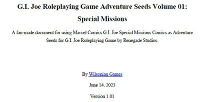 G.I. Joe RPG Adventure Seeds Volume 01 Marvel Special Missions Image