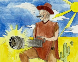 Cowboy with a Gatling Gun Image