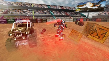 Robot vs Monster Trucks War Image