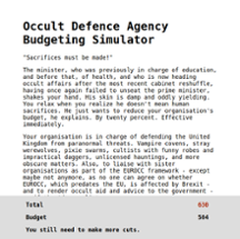 Occult Defence Agency Budgeting Simulator Image