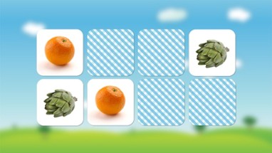 Fruits and vegetables flashcards quiz and matching game for toddlers and kids in English Image