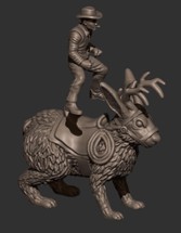 Cowboy Riding Jackalope - War in Christmas Village Image