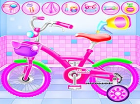 Girl Bike Fix Washing Salon Image