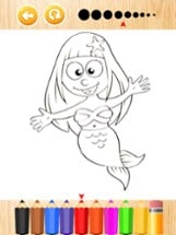 Mermaid in ocean coloring book for kids games Image