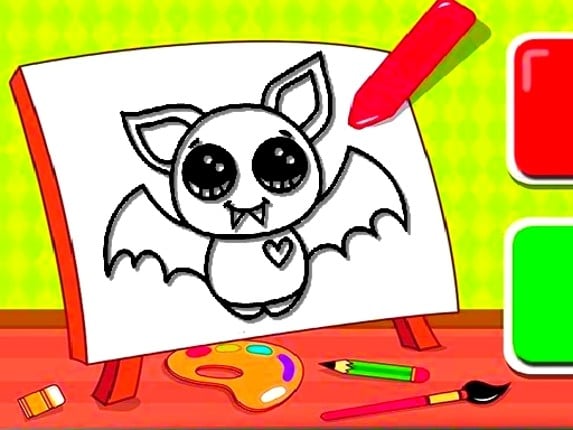 Easy Kids Coloring Bat Game Cover