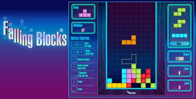 Falling Blocks - Tetris Game. Free to play, Construct 3 source code Game Cover