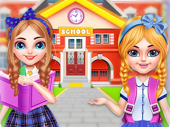 Twins sisters back to school Game Cover