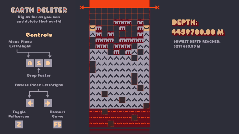 Earth Deleter - LDJam 48 - Deeper and Deeper Game Cover