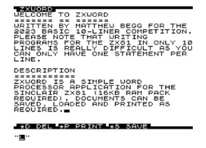 ZXWORD (ZX 81) by Matthew Begg Image