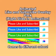 Animated Right Slide In Like and Subscribe Video Overlay Pack For YouTube, Social Media, In 4 Different Colors! Image