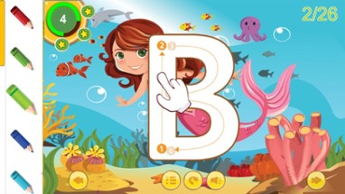 ABC Alphabet Tracing Mermaid Coloring for kids Image