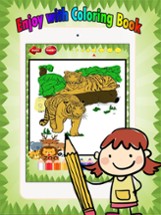 Wild animals Coloring Book: These cute zoo animal coloring pages provide learning skill games free for children and toddler any age Image